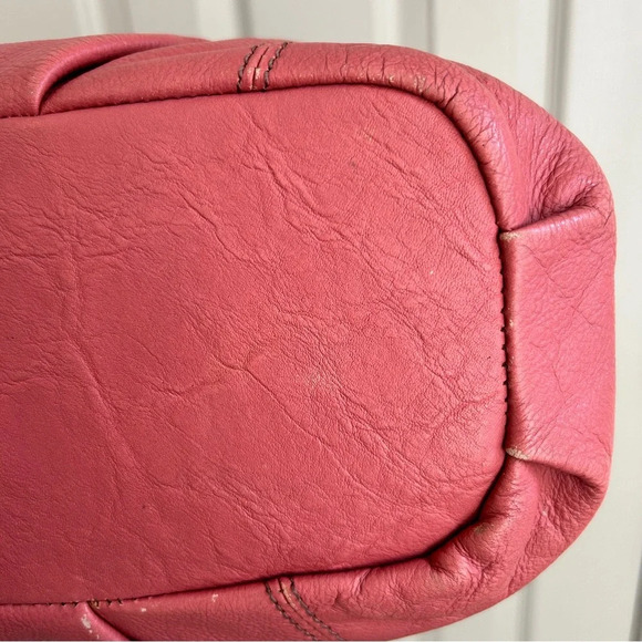 Burberry Blue Label Pink Leather Tote w/ Plaid Lining & Side Zippers - Picture 14 of 17